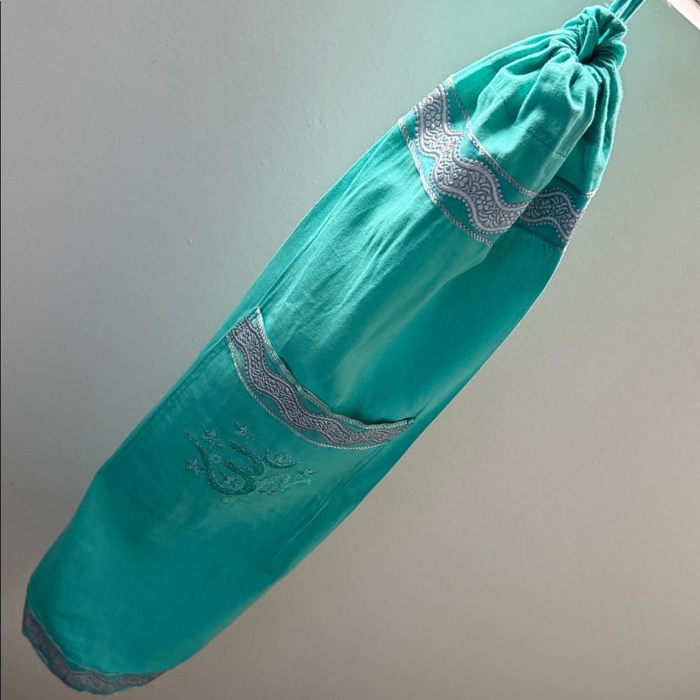Hand Crafted Turquoise Drawstring Shoulder Bag